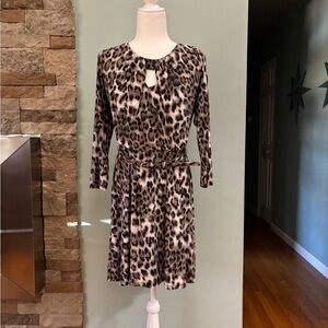 Leopard Print Dress with Belt